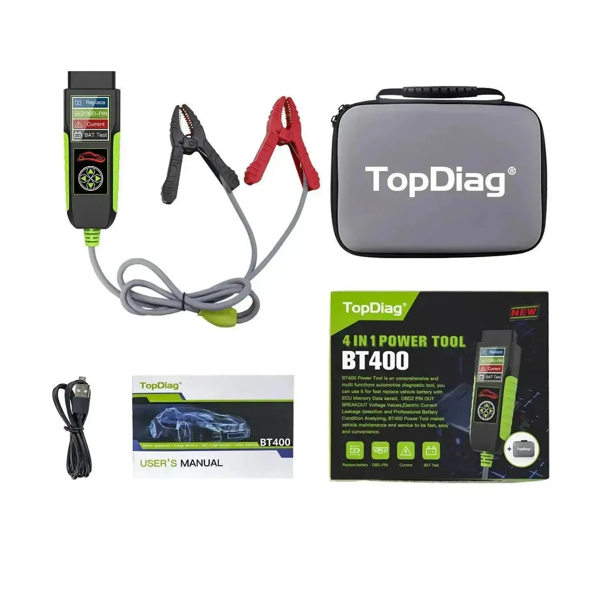 TopDiag BT400 monifunktionaalinen | akun testain